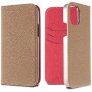 LPSCTRPFLIP2061 [iPhone 12/iPhone 12 Pro 用 German Shrunken Calf Folio Case Taupe×PurpleRose]