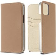 LPSCTWTFLIP2067 [iPhone 12 Pro Max 用 German Shrunken Calf Folio Case Taupe×White]
