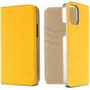 LPSCYLGFLIP2054 [iPhone 12 mini 用 German Shrunken Calf Folio Case Yellow×LightGray]