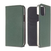 LPSCVABFLIP2067 [iPhone 12 Pro Max 用 German Shrunken Calf Folio Case VertAnglais×Black]
