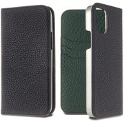 LPSCBVAFLIP2067 [iPhone 12 Pro Max 用 German Shrunken Calf Folio Case Black×VertAnglais]