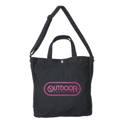 22425073 [OUTDOOR PRODUCTS ロゴプリント キャンバス＆ヘザー トートバッグ A4収納 BLACK-2(キャンバス)]