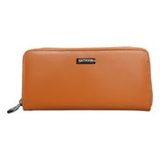 OUTDOOR PRODUCTS ボンデッドレザー メタルロゴ ラウンドジップ 長財布 再生革 CAMEL 22459935
