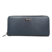 OUTDOOR PRODUCTS ボンデッドレザー メタルロゴ ラウンドジップ 長財布 再生革 NAVY 22459935