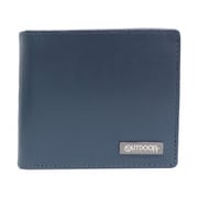 OUTDOOR PRODUCTS ボンデッドレザー メタルロゴ 二つ折財布 再生革 NAVY 22459936