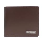 OUTDOOR PRODUCTS ボンデッドレザー メタルロゴ 二つ折財布 再生革 D.BROWN 22459936