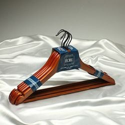 長塩産業 木製ハンガー クリップ付 42cm　5本セット 木製ハンガー クリップ付 業務用パック 1セット（50本：5本入×10