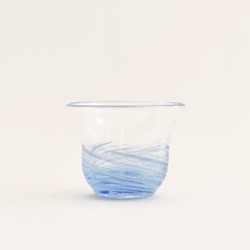 琉球ガラス さざ波ぐい呑み 青/水