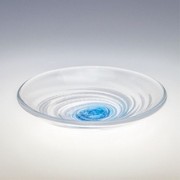琉球ガラス うず潮 モール小皿 青/水
