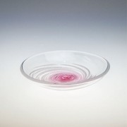 琉球ガラス うず潮 モール小皿 金赤