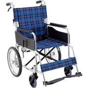 ネイビーチェック 車いす 介助式 KS30M-40NCS