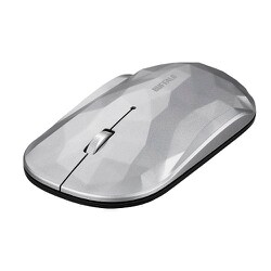 ワイヤレスマウス モバイルマウス FLEXUS（フレクサス） Bluetooth5.0接続 BlueLED 3ボタンタイプ 電池式 速度切替 耐衝撃 静音 ジオメトリー/シルバー BSMBB330GSV