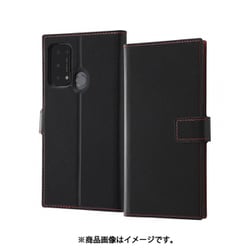 RT-OPR5ATLC2/BR [OPPO Reno5 A  手帳型 耐衝撃ケース ソフトタイプ マグネット/ブラック/レッド]