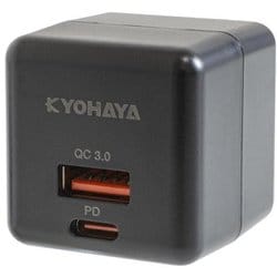 USB急速充電器 CHARGE GEAR CUBE 20+ SB PD（パワーデリバリー）/QC（クイックチャージ）対応 20W USB-C×1/USB-A×1 キューブタイプ スイングプラグ採用 ブラック JKPD20S2BK