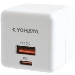 USB急速充電器 CHARGE GEAR CUBE 20+ USB PD（パワーデリバリー）/QC（クイックチャージ）対応 20W USB-C×1/USB-A×1 キューブタイプ スイングプラグ採用 ホワイト JKPD20S2WH