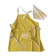 エプロン 子供用 100～160cm対応 バンダナ付き キッズエプロン アンドパッカブル ANDPACKABLE ロゴ イエロー