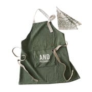 エプロン 子供用 100～160cm対応 バンダナ付き キッズエプロン アンドパッカブル ANDPACKABLE ロゴ グリーン