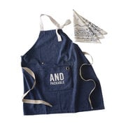 エプロン 子供用 100～160cm対応 バンダナ付き キッズエプロン アンドパッカブル ANDPACKABLE ロゴ ネイビー