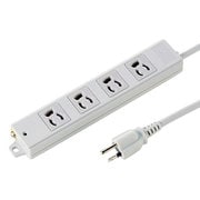 電源タップ マグネット 4個口 5m 3ピン 抜け止め 通電確認ランプ 絶縁キャップ付き RoHS対応 アース端子 ユリア樹脂 固定穴 グレー 簡易ビニールパッケージ TAP-KS4-5