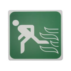 E510-7 [プレート 非常口（左へ）100×100×2mm テープ付き]