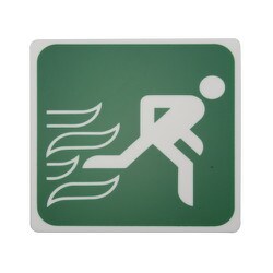 E510-8 [プレート 非常口（右へ） 100×100×2mm テープ付き]