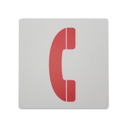 E510-23 [プレート 電話マーク 赤 100×100×2mm テープ付き]