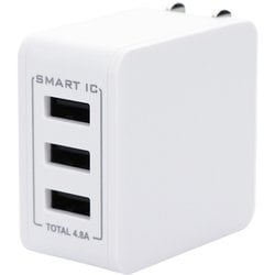 最大3台同時にかしこく充電 USB Type-A×3ポートAC充電器 OWL-ACU348AS-WH