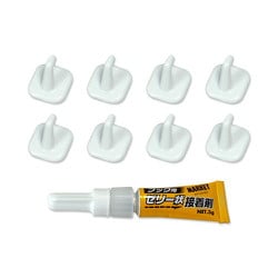 ゼリー状接着剤フック ミニ ホワイト 8個入 SAH-4
