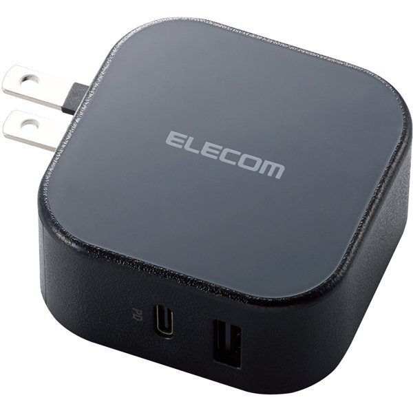 エレコム ELECOMMPA-ACCP20BK [USB急速充電器 MPA-ACCP20シリーズ USB PD(パワーデリバリー)対応 最大合計出力32W USB-C×1/USB-A×1 おまかせ充電対応 スイングプラグ採用 ブラック]Ω