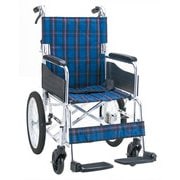 アルミ製ノーパンク車椅子(介助式) ネイビーチェック FLa25466