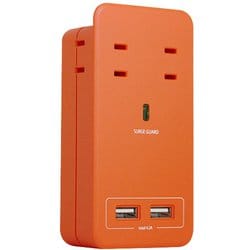 SATI COLOR 電源タップ AC4個口 4.2A USB2ポート オレンジ CT221OR