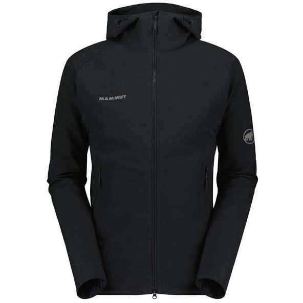 マムート MAMMUT  マクン ソフトシェル フーデット ジャケット アジアンフィット メン Macun SO Hooded Jacket AF Men 1011-00791 0001 black XLサイズ(日本：XXLサイズ) [アウトドア ソフトシェルジャケット メンズ]