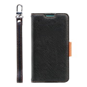 CR_XL5CSPLNU_BO [Xperia Ace II対応 手帳型ケース マグネット式 ブラック×オレンジ]