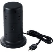 タワー型タップ USB-Aポート×5個/コンセント×12個口 2.0m ブラック TT-U02-1220BK