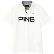 621-1160009-030-M [ゴルフウエア メンズ ビックロゴ サッカーボール ジャガード半袖ポロシャツ Mサイズ ホワイト]