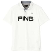 621-1160009-030-L [ゴルフウエア メンズ ビックロゴ サッカーボール ジャガード半袖ポロシャツ Lサイズ ホワイト]