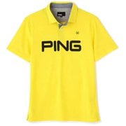 621-1160009-060-M [ゴルフウエア メンズ ビックロゴ サッカーボール ジャガード半袖ポロシャツ Mサイズ イエロー]