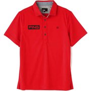 621-1160010-100-M [ゴルフウェア メンズ サッカーボール ジャガード半袖ポロシャツ Mサイズ レッド]
