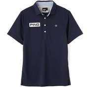 621-1160010-120-L [ゴルフウェア メンズ サッカーボール ジャガード半袖ポロシャツ Lサイズ ネイビー]
