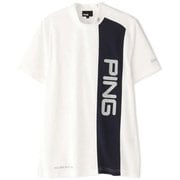 621-1168005-030-M [ゴルフウェア メンズ PING切替半袖モックネックカットソー Mサイズ ホワイト]