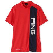 621-1168005-100-LL [ゴルフウェア メンズ PING切替半袖モックネックカットソー LLサイズ レッド]