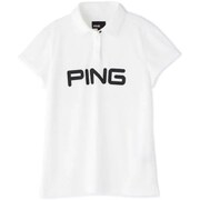 622-1160004-030-S [ゴルフウェア レディース サッカーボール ジャガード半袖ポロシャツ Sサイズ ホワイト]