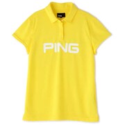 622-1160004-060-S [ゴルフウェア レディース サッカーボール ジャガード半袖ポロシャツ Sサイズ イエロー]