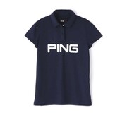 622-1160004-120-S [ゴルフウェア レディース サッカーボール ジャガード半袖ポロシャツ Sサイズ ネイビー]