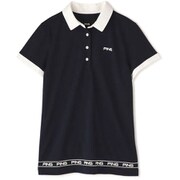 622-1160005-120-L [ゴルフウェア レディース サッカーボール ジャガード半袖ポロシャツ Lサイズ ネイビー]