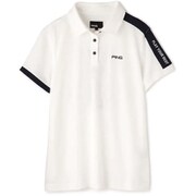 622-1160006-030-S [ゴルフウェア レディース タテロゴ片袖切替 半袖ポロシャツ Sサイズ ホワイト]