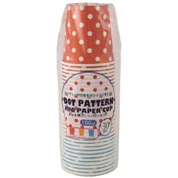ドット柄ミニペーパーカップ 100ml 30個入