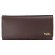 EDWIN ボンデッドレザー メタルロゴ 長財布 小銭入れ付 再生革 D.BROWN 22209001