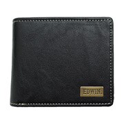 EDWIN ホワイトステッチ メタルプレート 二つ折財布 小銭入れ付 合成皮革 BLACK 22249143