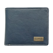 EDWIN ホワイトステッチ メタルプレート 二つ折財布 小銭入れ付 合成皮革 NAVY 22249143